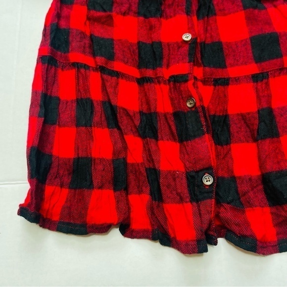 OLD Navy Buffalo Plaid Button Down Flannel Tiered Dress in Red and Black - Picture 3 of 7